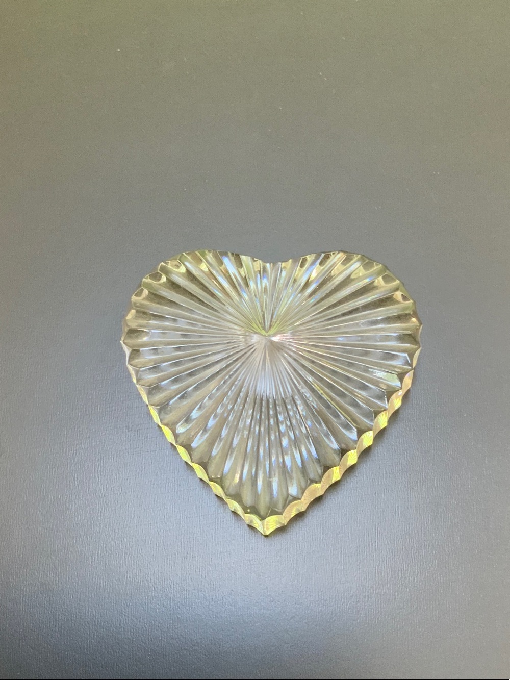 Waterford Heart-Shaped Cut Glass Dish with Gold Tint